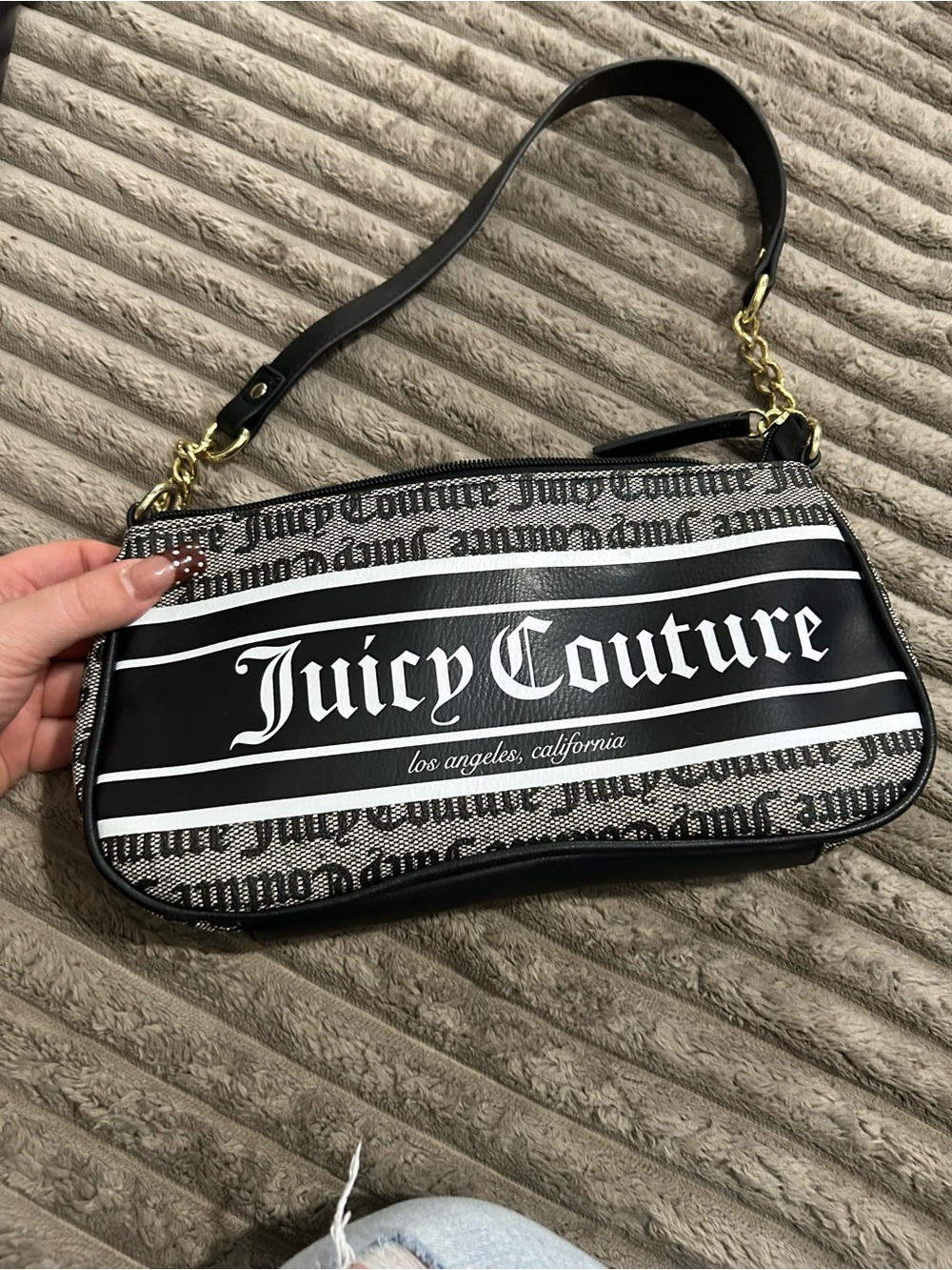 Juicy Couture Black & White Logo Shoulder Clutch